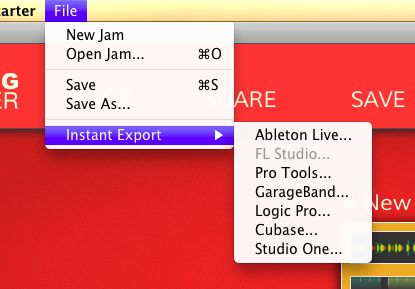 Drag and drop export to Ableton Live from SongStarter